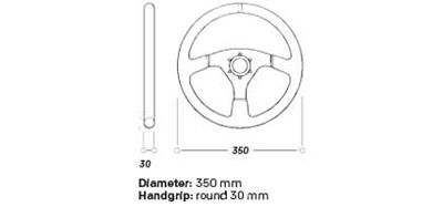 Ratt OMP dia 350mm Plan Svart Mocka med Vinkelmarkeringar