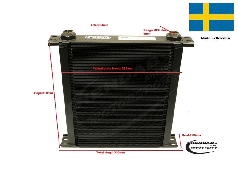 Oljekylare 40 rader cellpaket L: 283 mm H: 310 mm