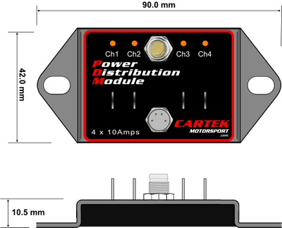 Cartek Mutifunktions strömfördelare 4x10Amp med säkring