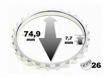 ABS sensor ring fram 26 Kugg in.dia.74,9x7,7mm