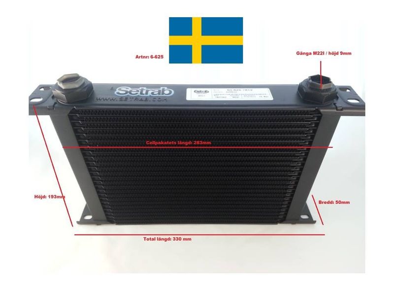 Oljekylare 25 rader cellpaket L: 283 mm H: 193 mm