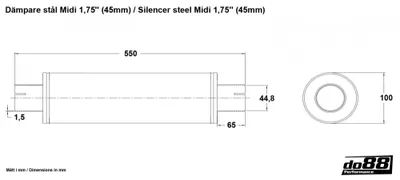 Dämpare stål Midi 1,75" (45mm)