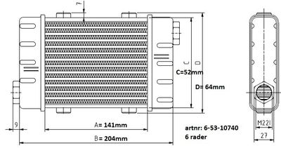 Setrab Slimline Oljekylare 6 Rader