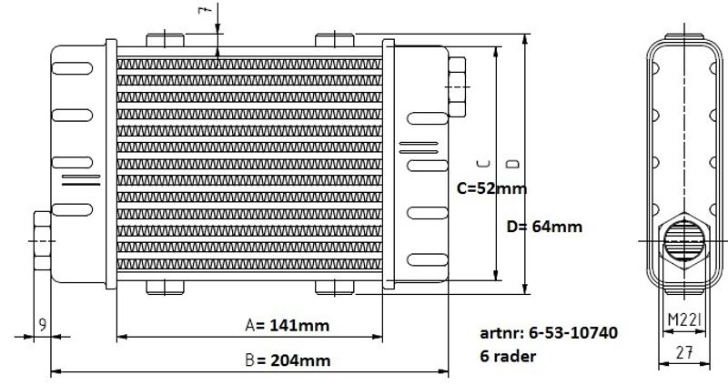 Setrab Slimline Oljekylare 6 Rader