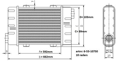 Oljekyl Slimline L:592mm 10rad