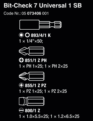WERA Bit-Check 7 Universal 1 SB