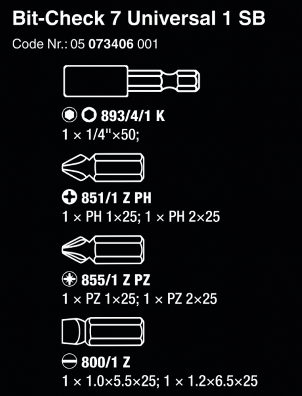 WERA Bit-Check 7 Universal 1 SB