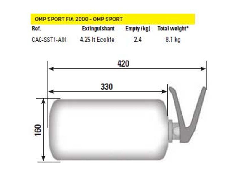 OMP sport FIA brandsläckningssystem 4,25 l mekaniskt stål