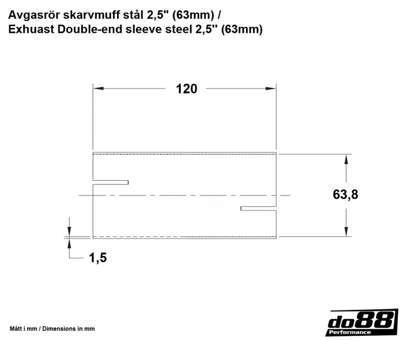 Avgasrör skarvmuff stål 2,5" (63 mm)