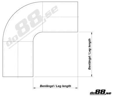 Silikonslang Svart 90° 3–3,125" (76–80mm)