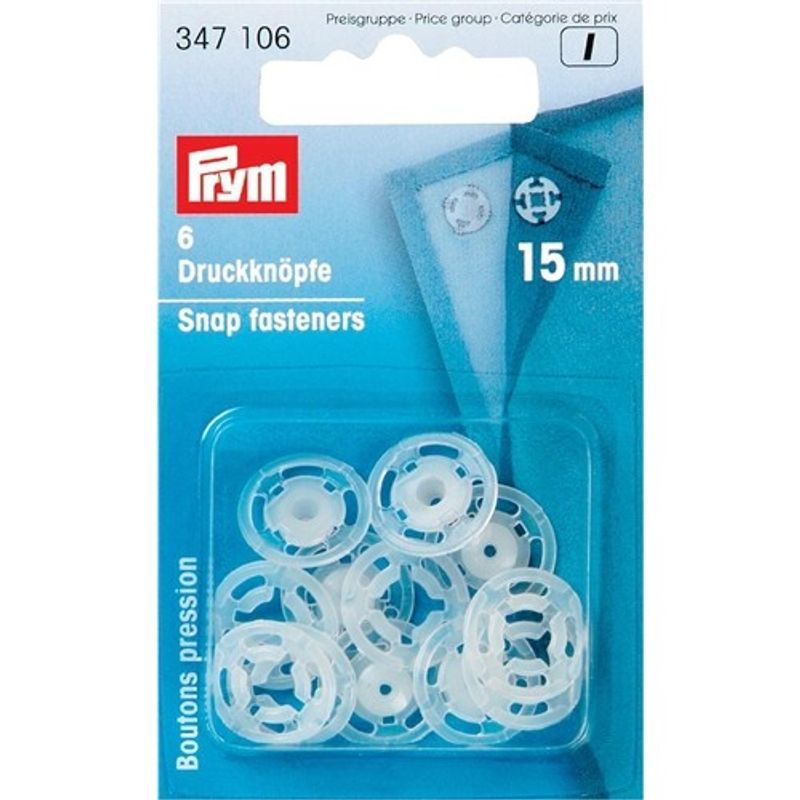 Prym tryckknappar i plast 15 mm Svart