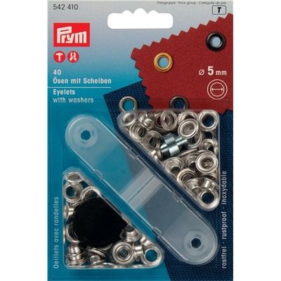 Prym Öljetter 5 mm insida, med bricka, Svart