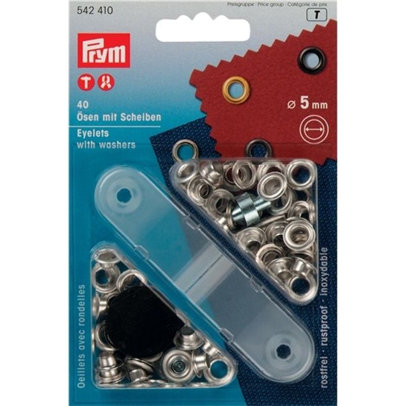 Prym Öljetter 5 mm insida, med bricka, Svart