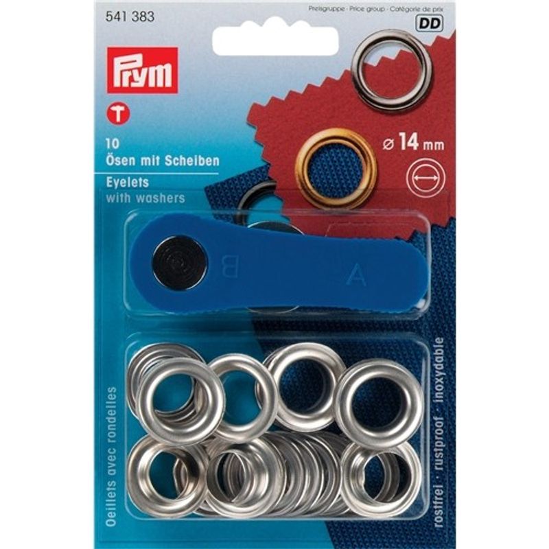 Prym Öljetter 14 mm insida, med bricka Guldfärgad