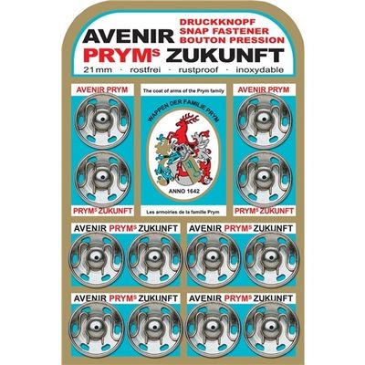 Prym tryckknappar 21 mm Silverfärgade Zukunft card