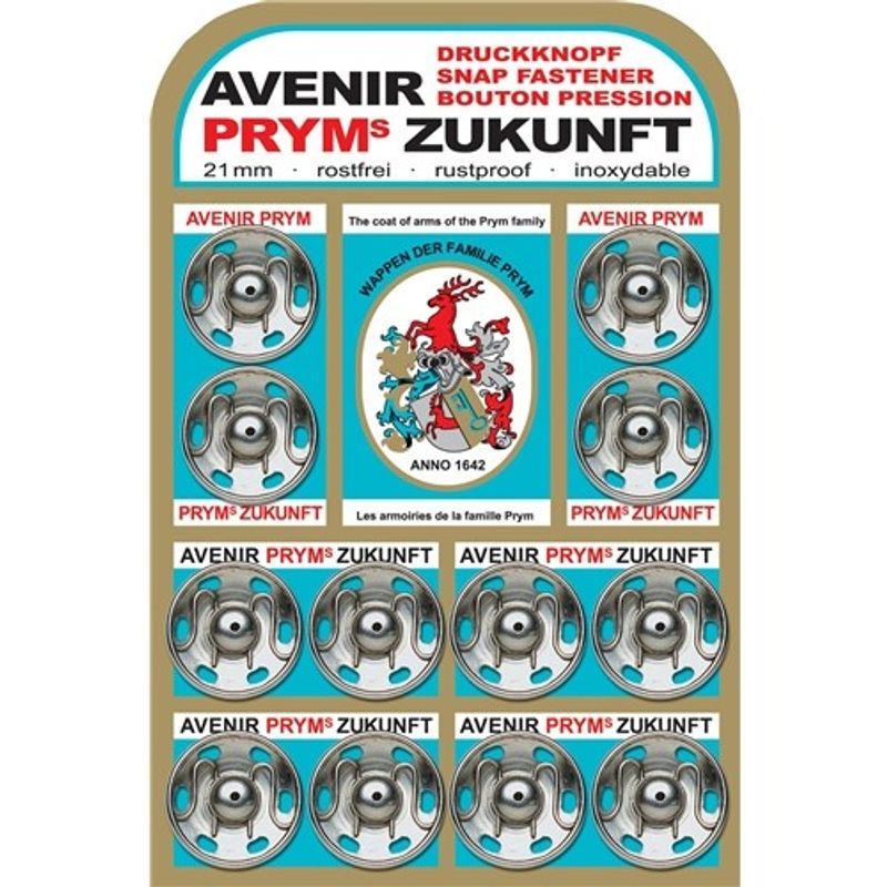 Prym tryckknappar 21 mm Silverfärgade Zukunft card