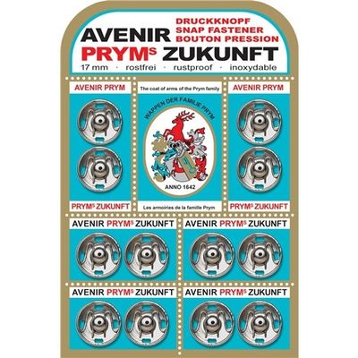 Prym tryckknappar 17 mm Silverfärgade Zukunft card