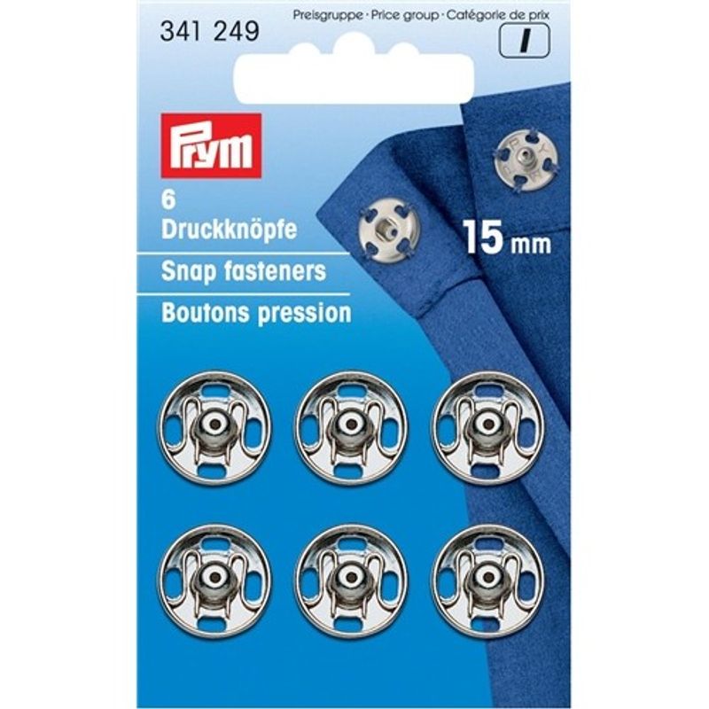 Prym tryckknappar 15 mm Silverfärgade