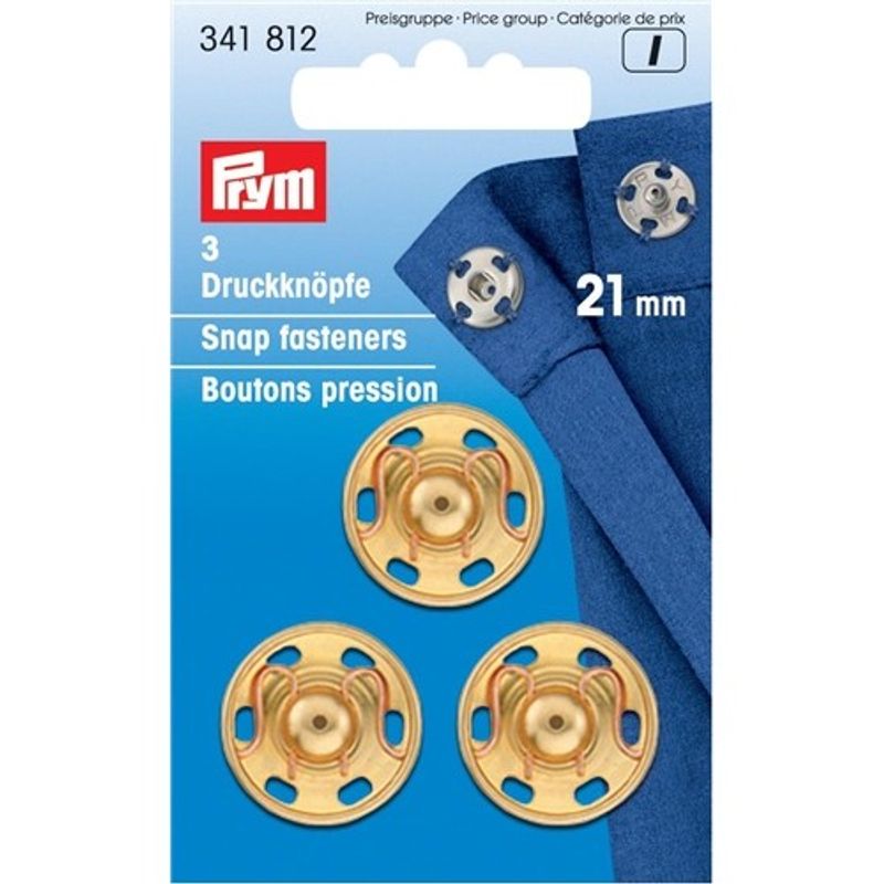 Prym tryckknappar 21 mm Guldfärgad