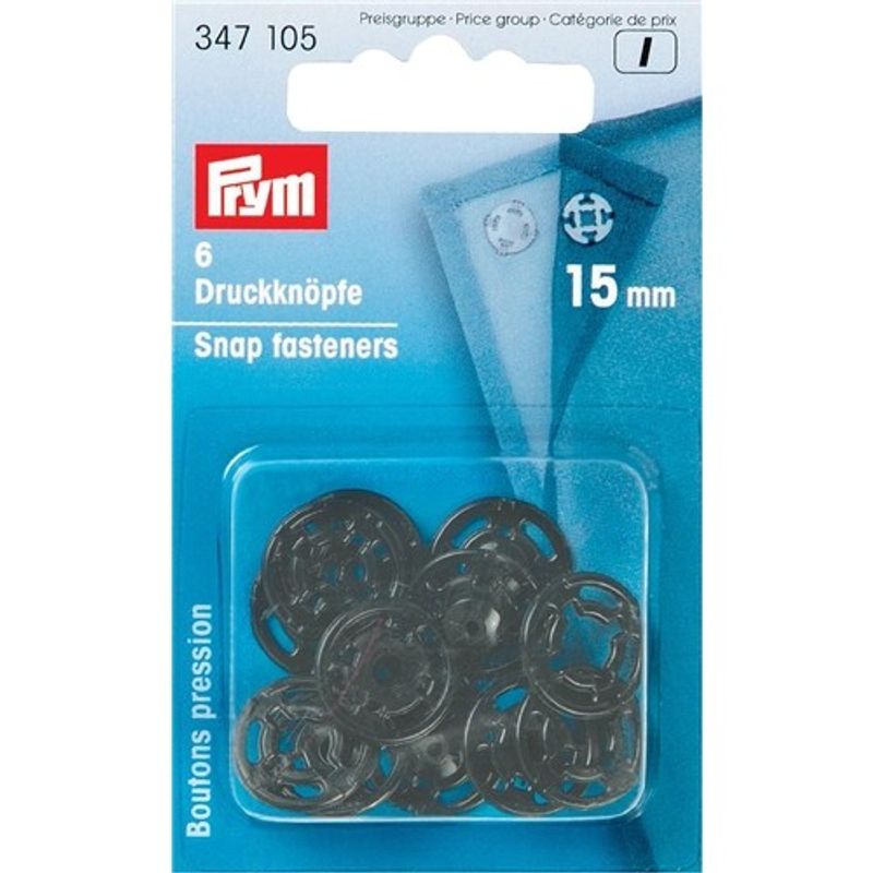 Prym tryckknappar i plast 15 mm Svart