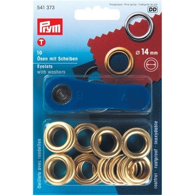 Prym Öljetter 14 mm insida, med bricka Guldfärgad