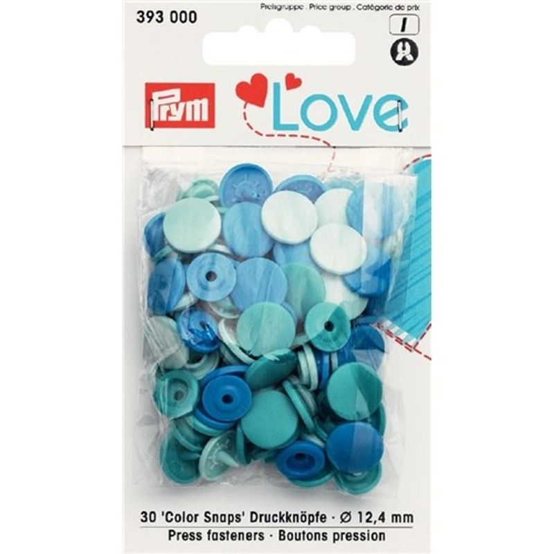 Love Color Snaps blandade blåa 30 st