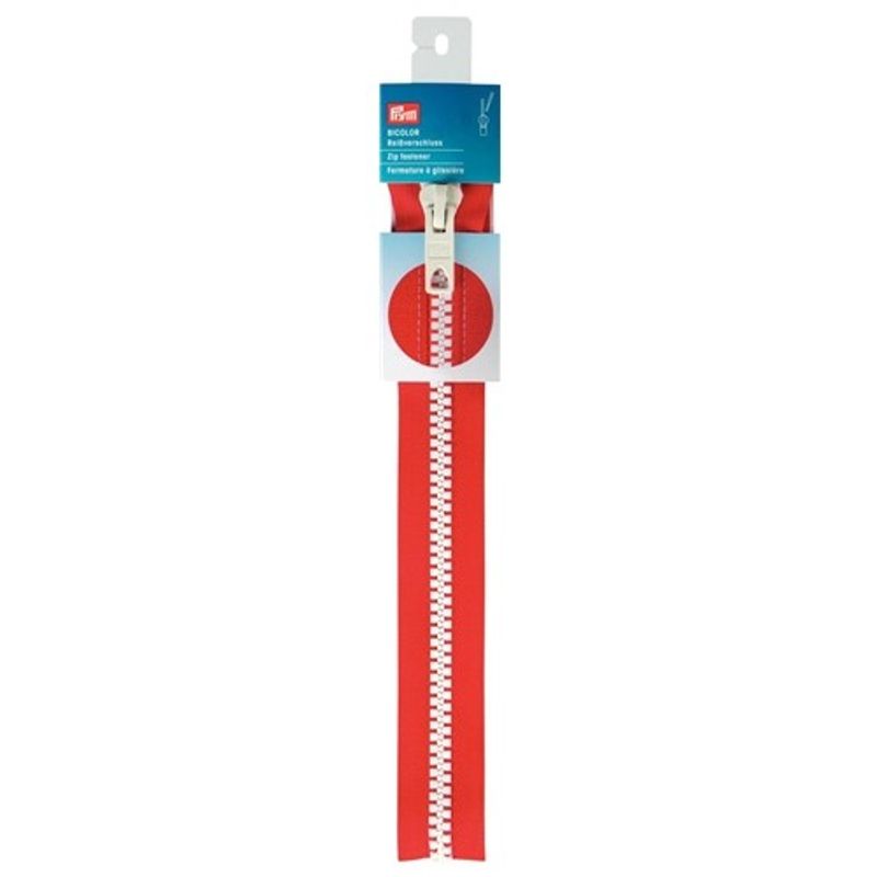Blixtlås Bicolor 40 cm Röd-vit