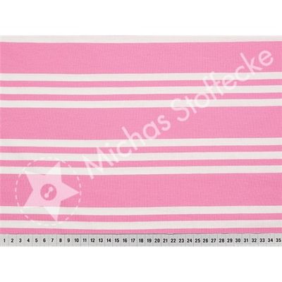 Stretchjersey Oregelbundna Ränder Vit-ljus Rosa