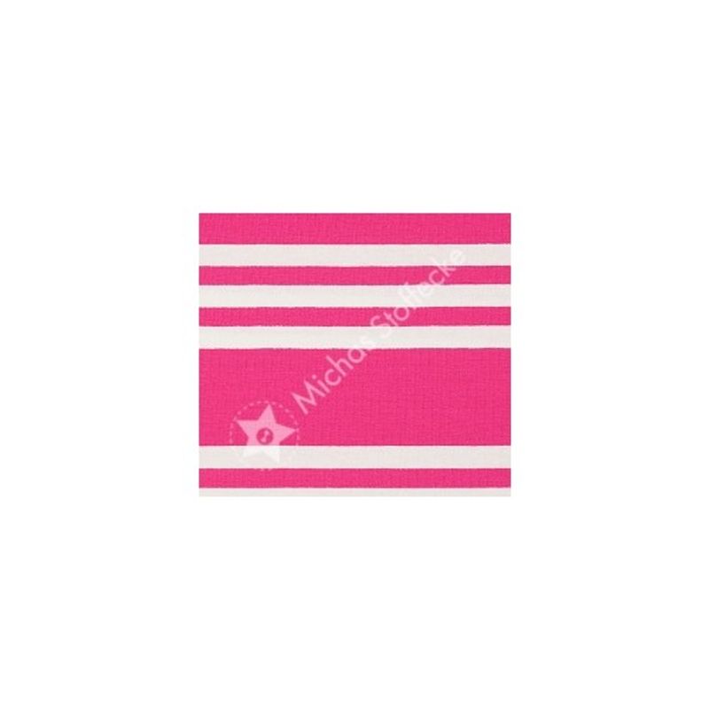 Stretchjersey Oregelbundna Ränder Vit-Rosa