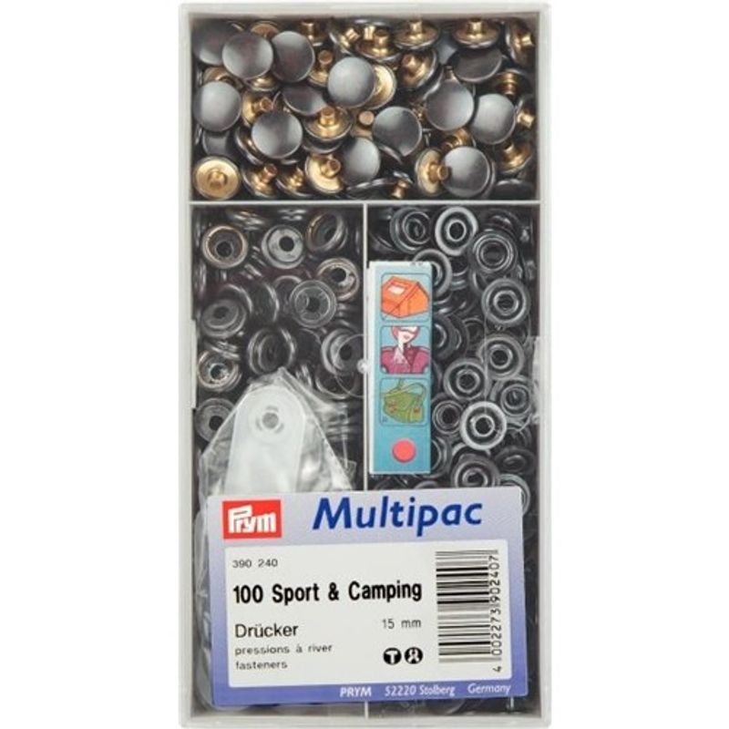 Tryckknappar Sport - Camping SVART 15 mm 100 st