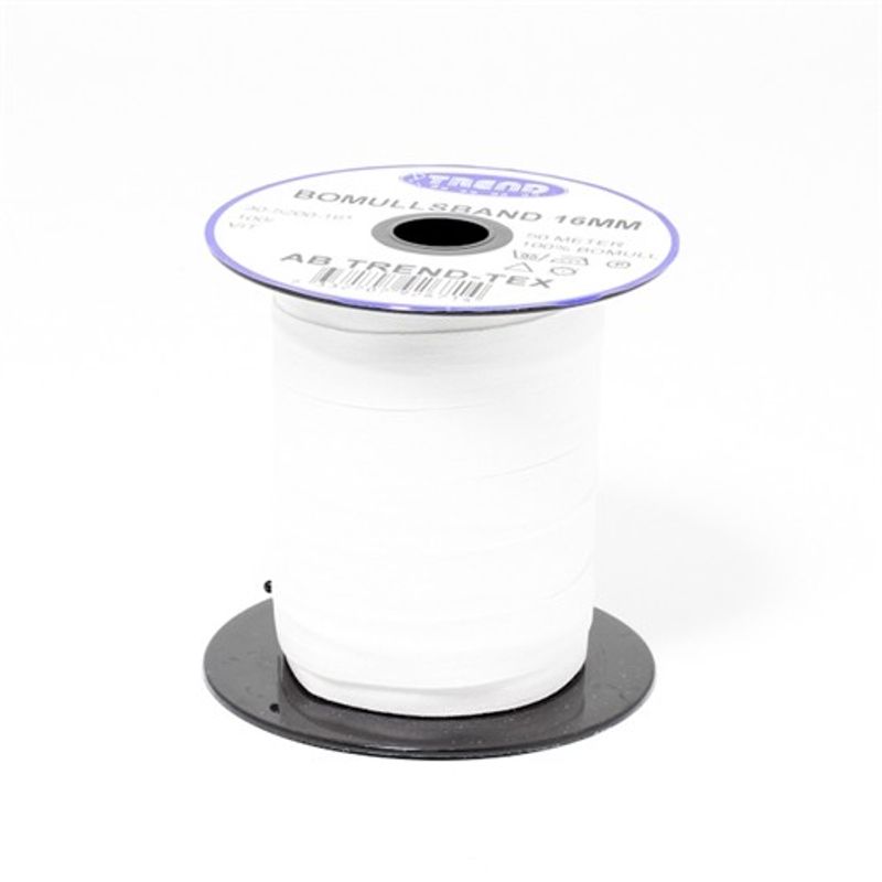 Bomullsband 16 mm Vit