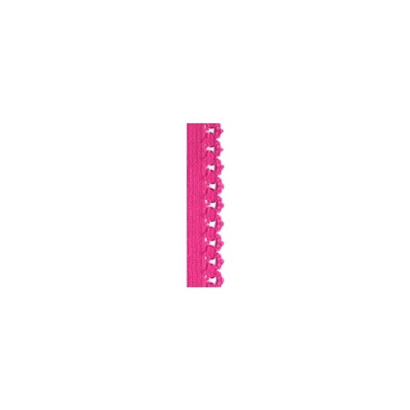 Elastisk resår med spetsdetalj, 12mm - Cerise