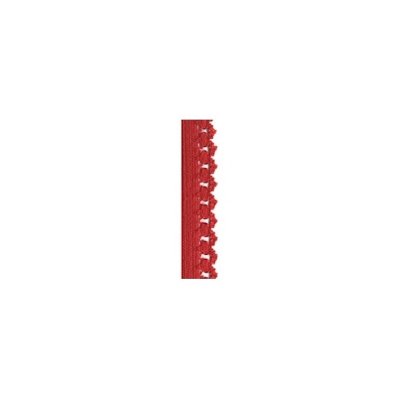 Elastisk resår med spetsdetalj, 12mm - Röd