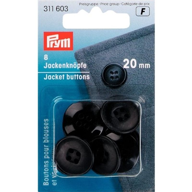 Knappar 20 mm 4-Hål 8 st Marinblå