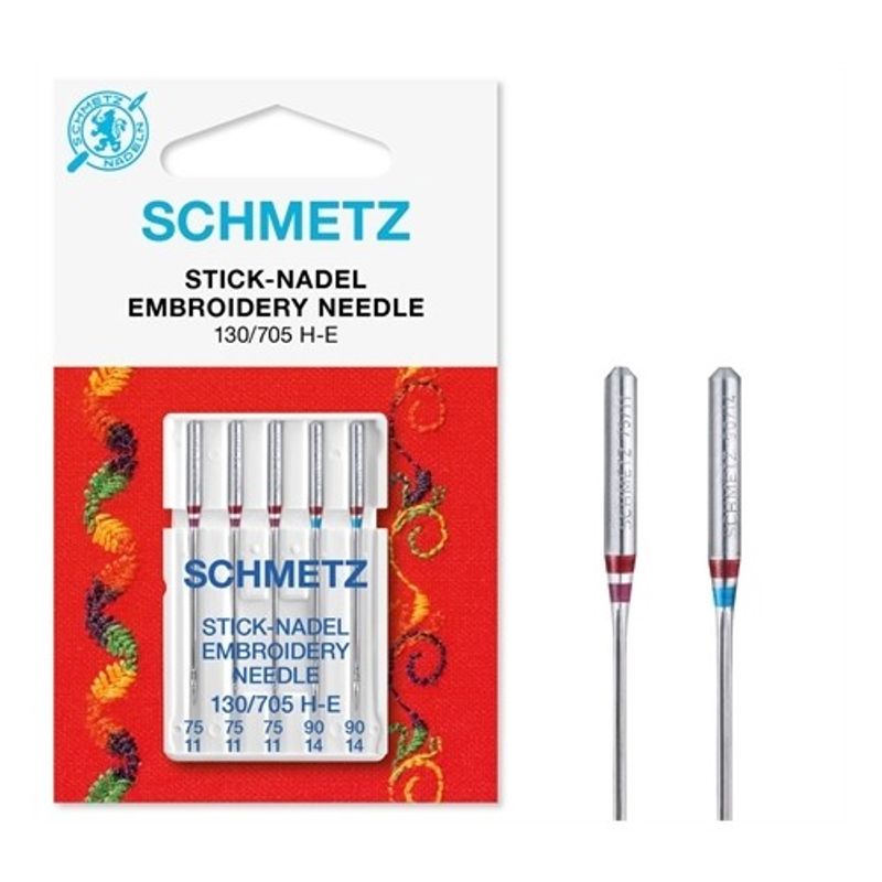 BRODERINÅL 75/11-90/14 sorterat i 5-pack 130/705 H-E SCHMETZ 3x75, 2x90