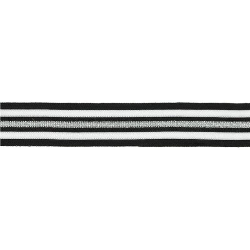 Flerfärgat band svart-vit-silver