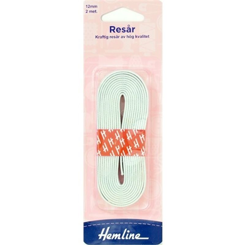 Kraftig resår 12 mm x 2 m Vit