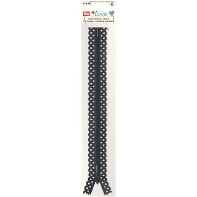 Spetsdragkedja Mörkgrå 20 cm