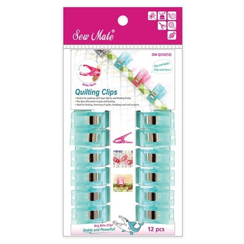 Quiltning Clips 12 st, små - 3,0 cm Turkosa