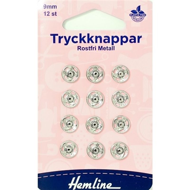 Tryckknappar 9 mm silver 12 st