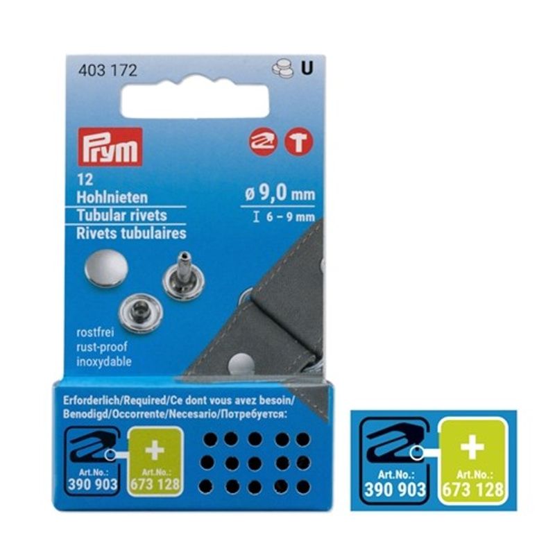 Prym Lädernitar Silver 9 MM 12 ST.