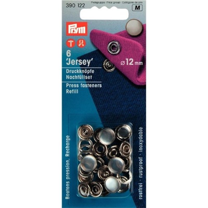 Nittryckknapp jersey pärlemor 12 mm, refill 6 st