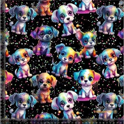 Rainbow puppies on Black