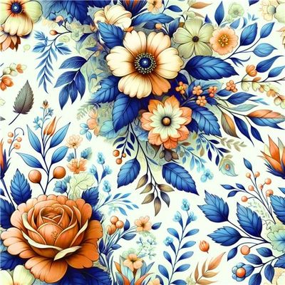 Romantiska blommor Blå Orange