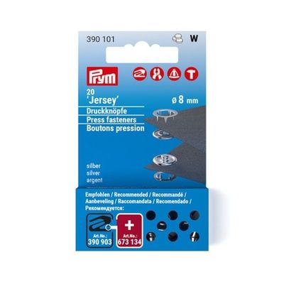 Nittryckknappar refill Jersey 8 mm 20 st Silver