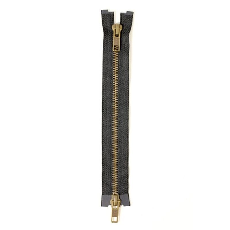 Blixtlås 6 mm Mässing 55 cm 2-vägs delbar Svart