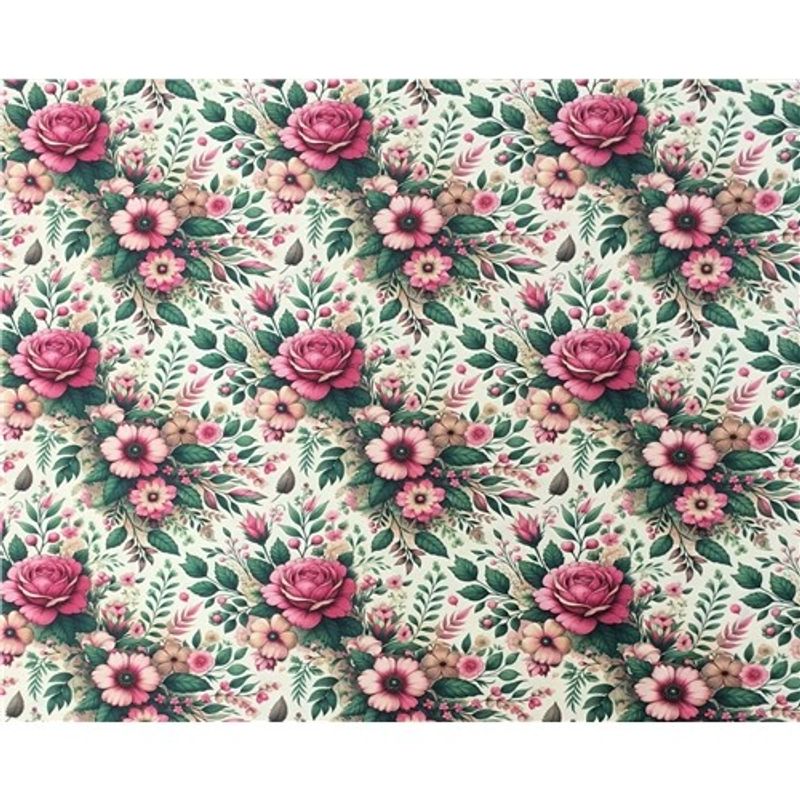 Romantiska Blommor Grön Rosa