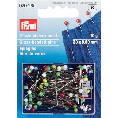 Knappnålar med huvud av glas, 20g