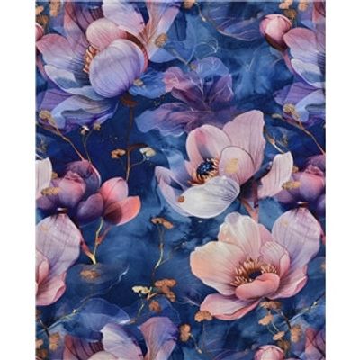 Digitaltryckt Bambu - Poppy Flower Blå