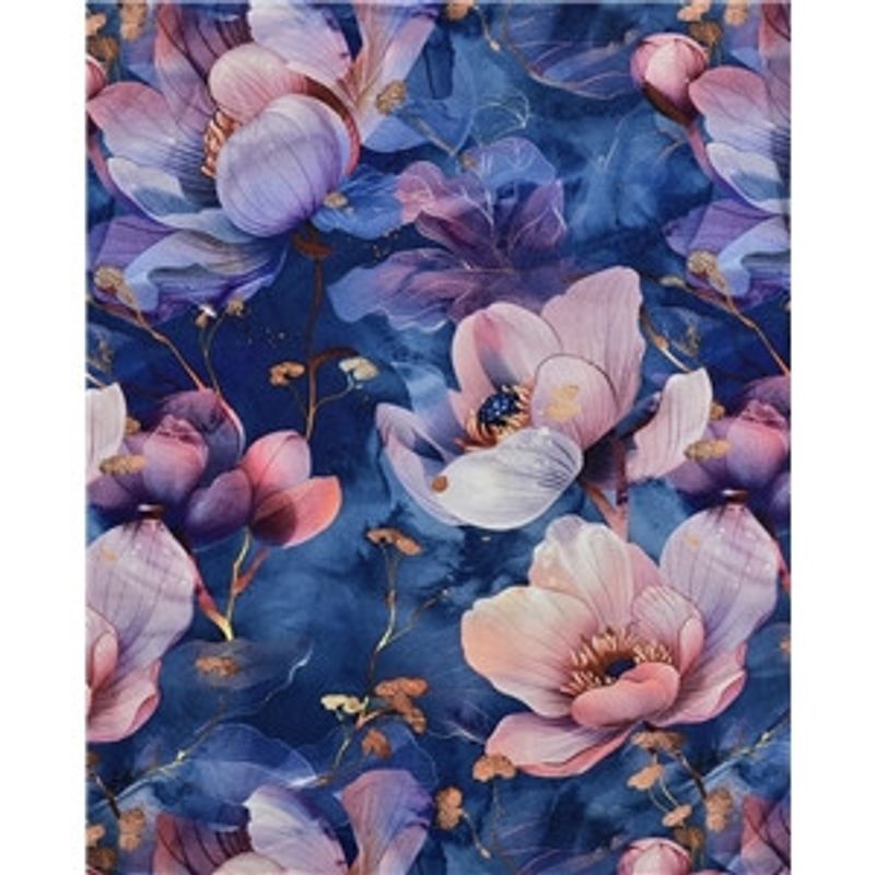 Digitaltryckt Bambu - Poppy Flower Blå